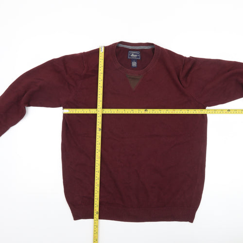 G.H. Bass & Co. Men's Red Cotton Crew Neck Pullover Jumper Size M