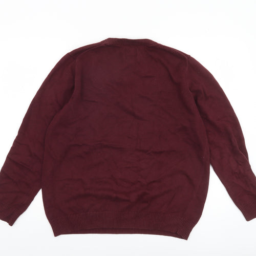 G.H. Bass & Co. Men's Red Cotton Crew Neck Pullover Jumper Size M