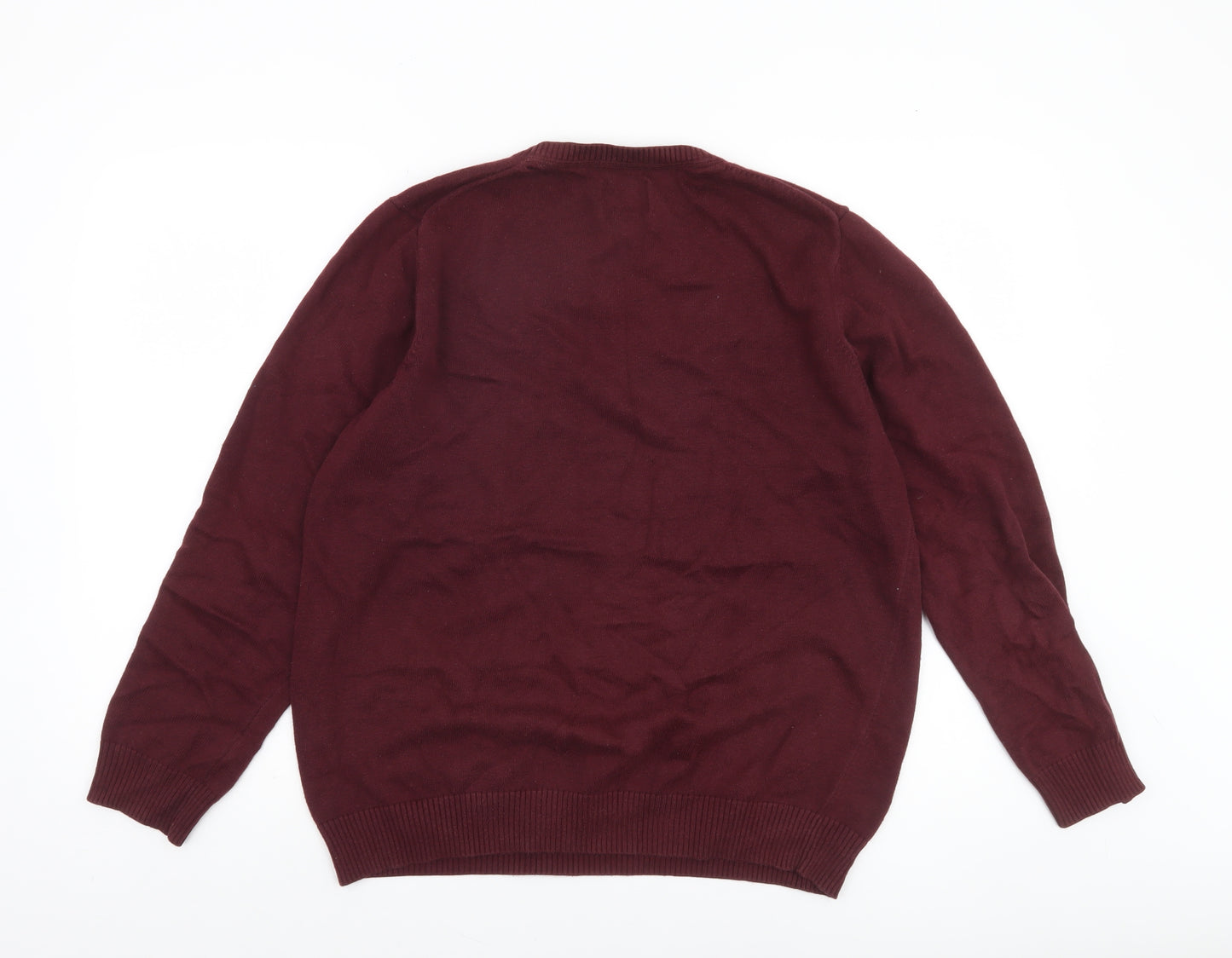 G.H. Bass & Co. Men's Red Cotton Crew Neck Pullover Jumper Size M