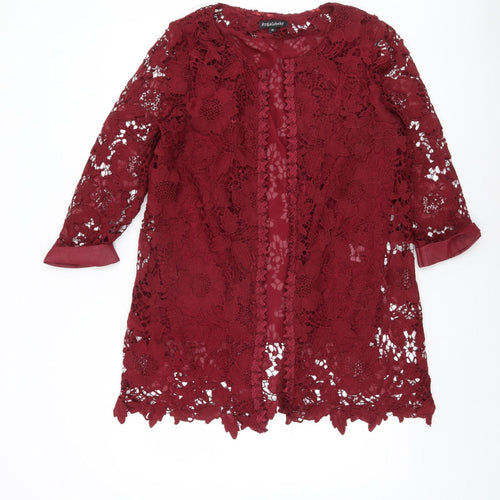 Angelababy Women Red Lace 3/4 Sleeve Mid-Length Jacket Size 12
