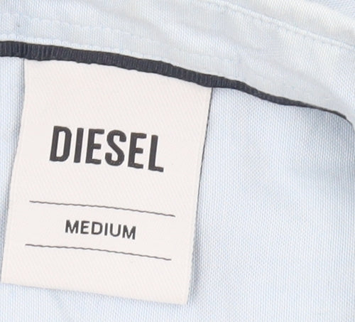 Diesel Men's Blue Short Sleeve Button-Up Cotton Shirt Size M