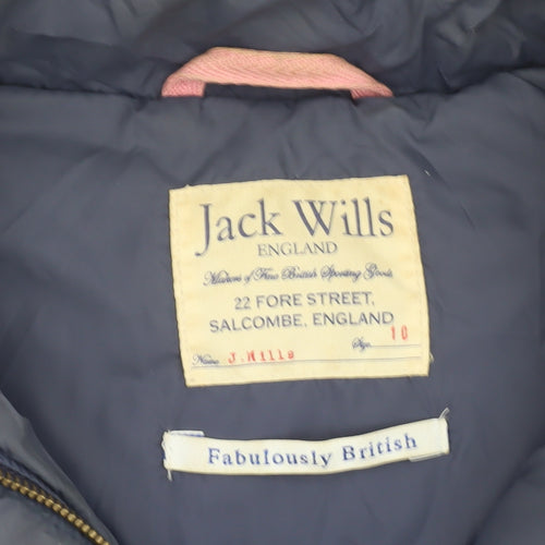 Jack Wills Women's Blue Puffer Waistcoat Size 10 Down Filled