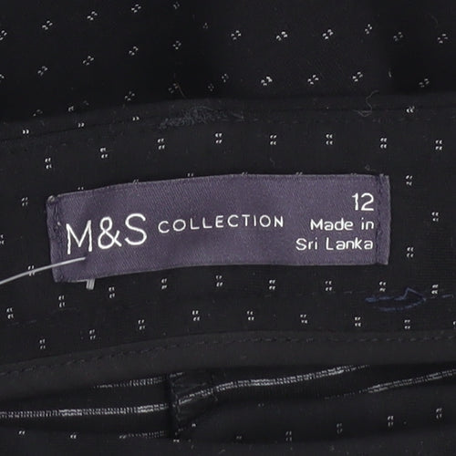 Marks and Spencer Women’s Black Polka Dot Slim Fit Stretch Trousers Size 12