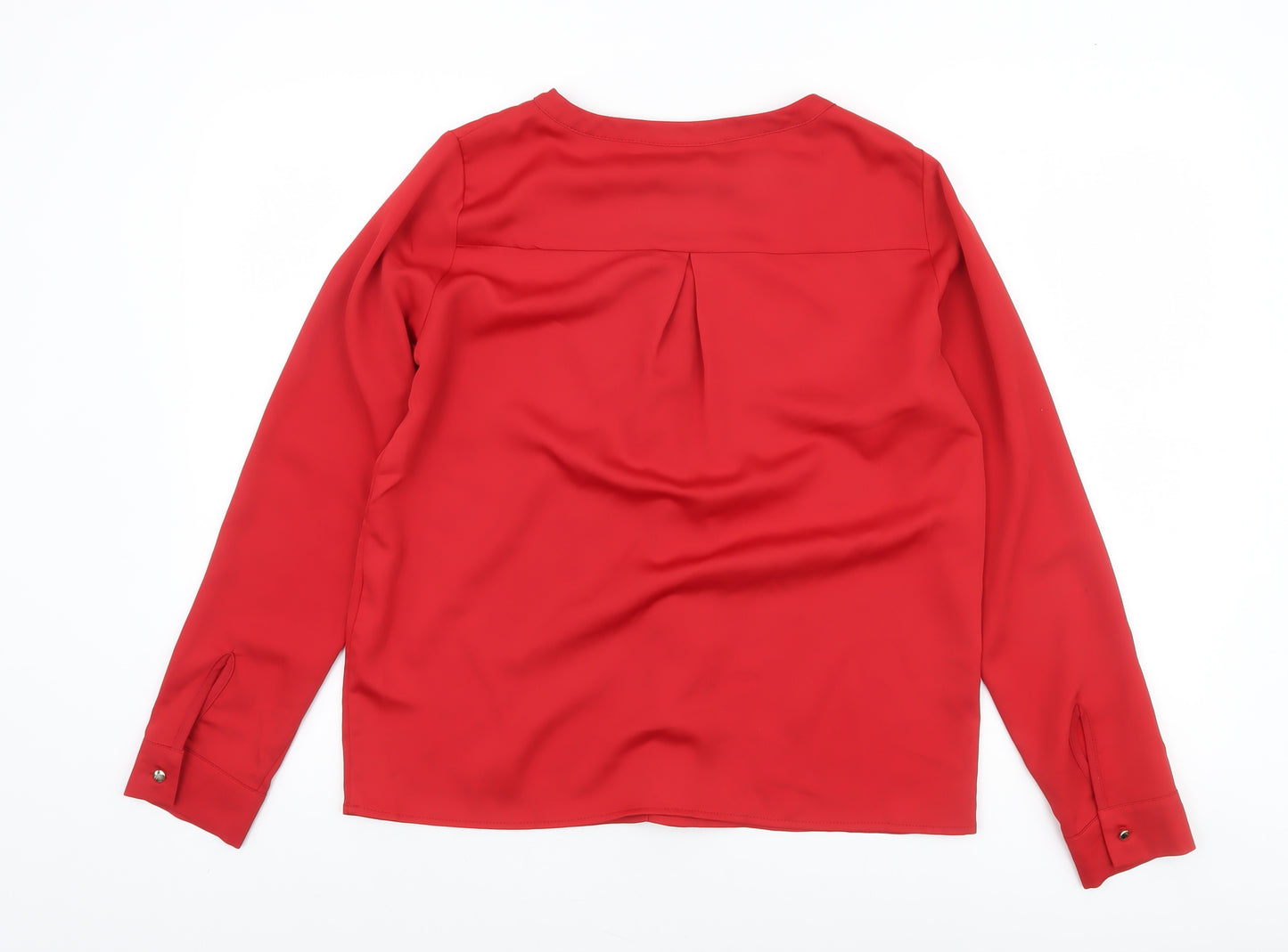 Vesper Womens Red Wrap Blouse Size 10 Long Sleeve Top