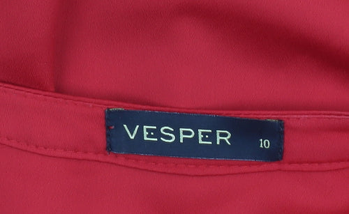 Vesper Womens Red Wrap Blouse Size 10 Long Sleeve Top