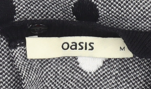 Oasis Women Grey Polka Dot Cotton Knit Jumper Medium