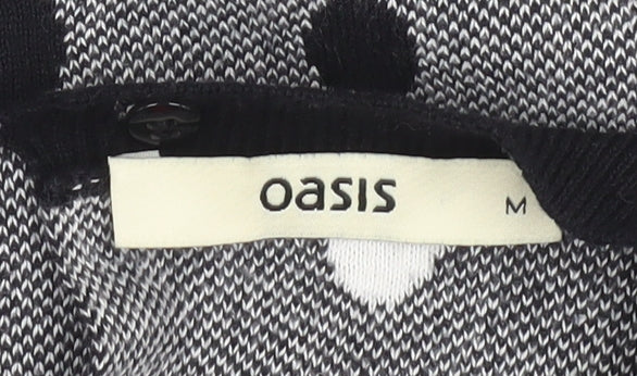 Oasis Women Grey Polka Dot Cotton Knit Jumper Medium