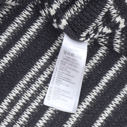 Monsoon Women Black Stripe Knit Shift Dress M 3/4 Sleeve