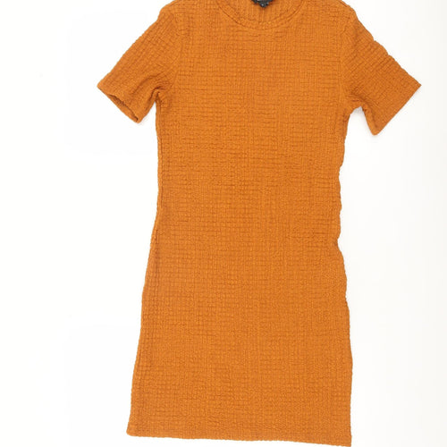 River Island Women’s Orange Short Sleeve Bodycon Dress Size 8