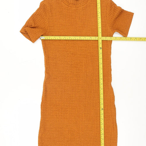 River Island Women’s Orange Short Sleeve Bodycon Dress Size 8