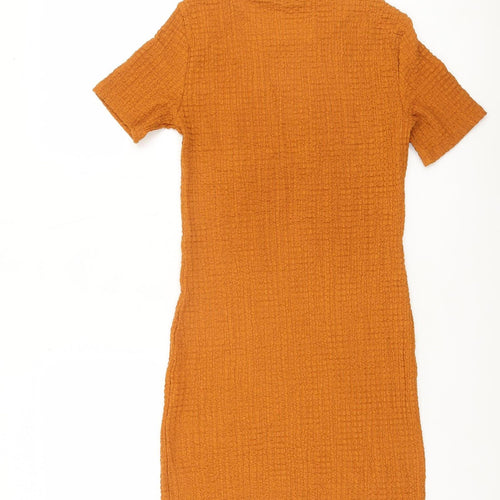 River Island Women’s Orange Short Sleeve Bodycon Dress Size 8