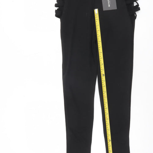 PrettyLittleThing Women’s Black Cut Out Bow Detail Ankle Leggings Size 8
