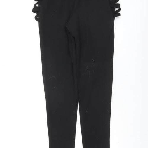 PrettyLittleThing Women’s Black Cut Out Bow Detail Ankle Leggings Size 8