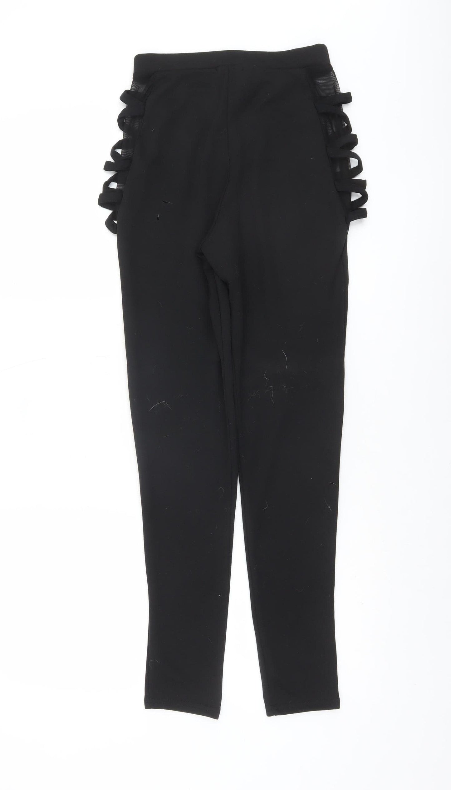 PrettyLittleThing Women’s Black Cut Out Bow Detail Ankle Leggings Size 8