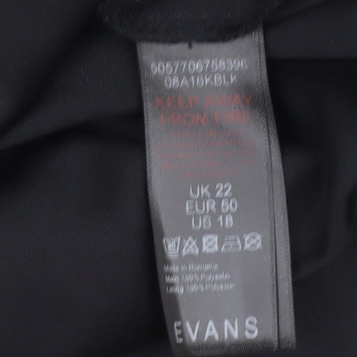 Evans Womens Black Tunic Blouse Size 22 Beaded V-Neck 3/4 Sleeve