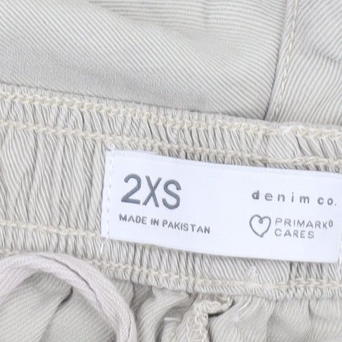 Primark Women Beige 2XS Lyocell Jogger Trousers with Pockets