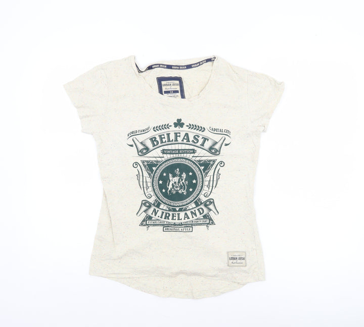 Urban Irish Women's Beige Graphic Belfast T-Shirt Size 14