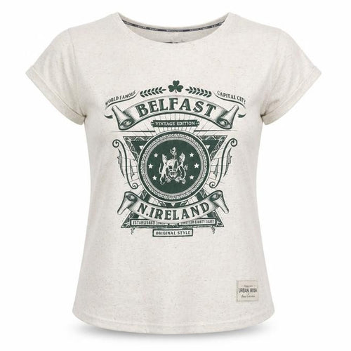 Urban Irish Women's Beige Graphic Belfast T-Shirt Size 14