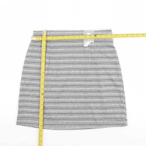 F&F Women Black Short Pencil Skirt Size 12 Tweed Stretch Workwear