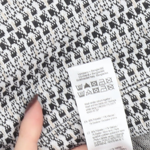 F&F Women Black Short Pencil Skirt Size 12 Tweed Stretch Workwear