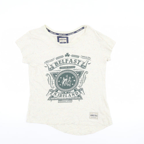 Urban Irish Womens Ivory Short Sleeve Graphic T-Shirt Size 14