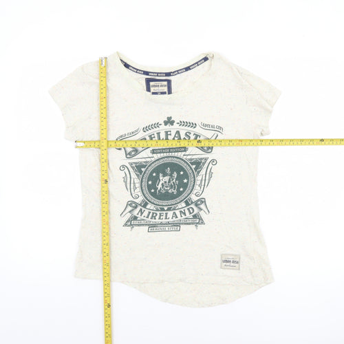 Urban Irish Womens Ivory Short Sleeve Graphic T-Shirt Size 14