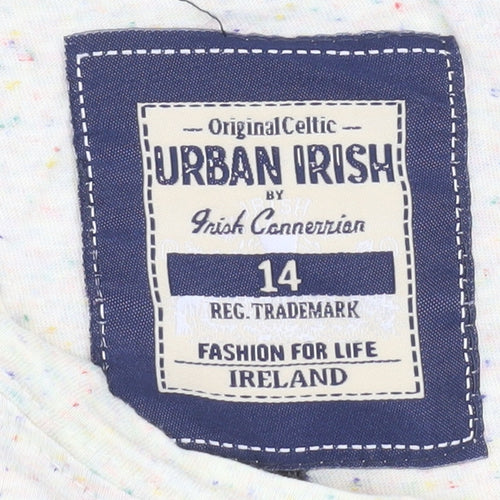 Urban Irish Womens Ivory Short Sleeve Graphic T-Shirt Size 14