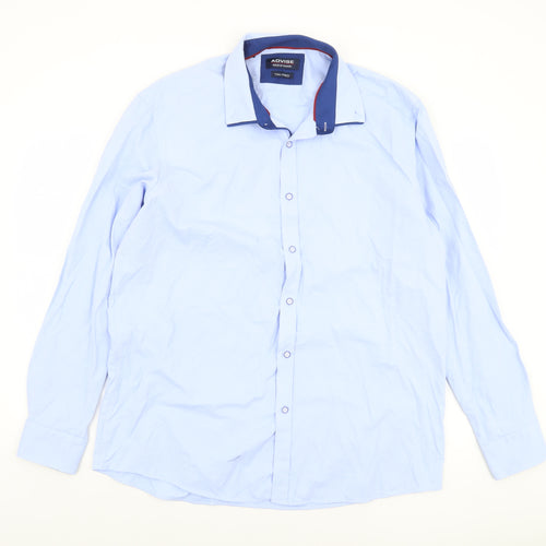 Advise Men’s Blue 2XL Tailored Long Sleeve Cotton Blend Button-Up Shirt