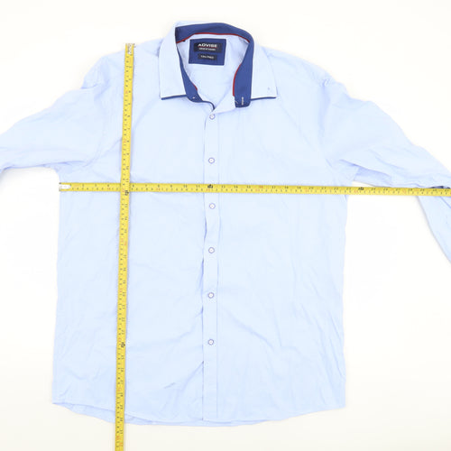 Advise Men’s Blue 2XL Tailored Long Sleeve Cotton Blend Button-Up Shirt
