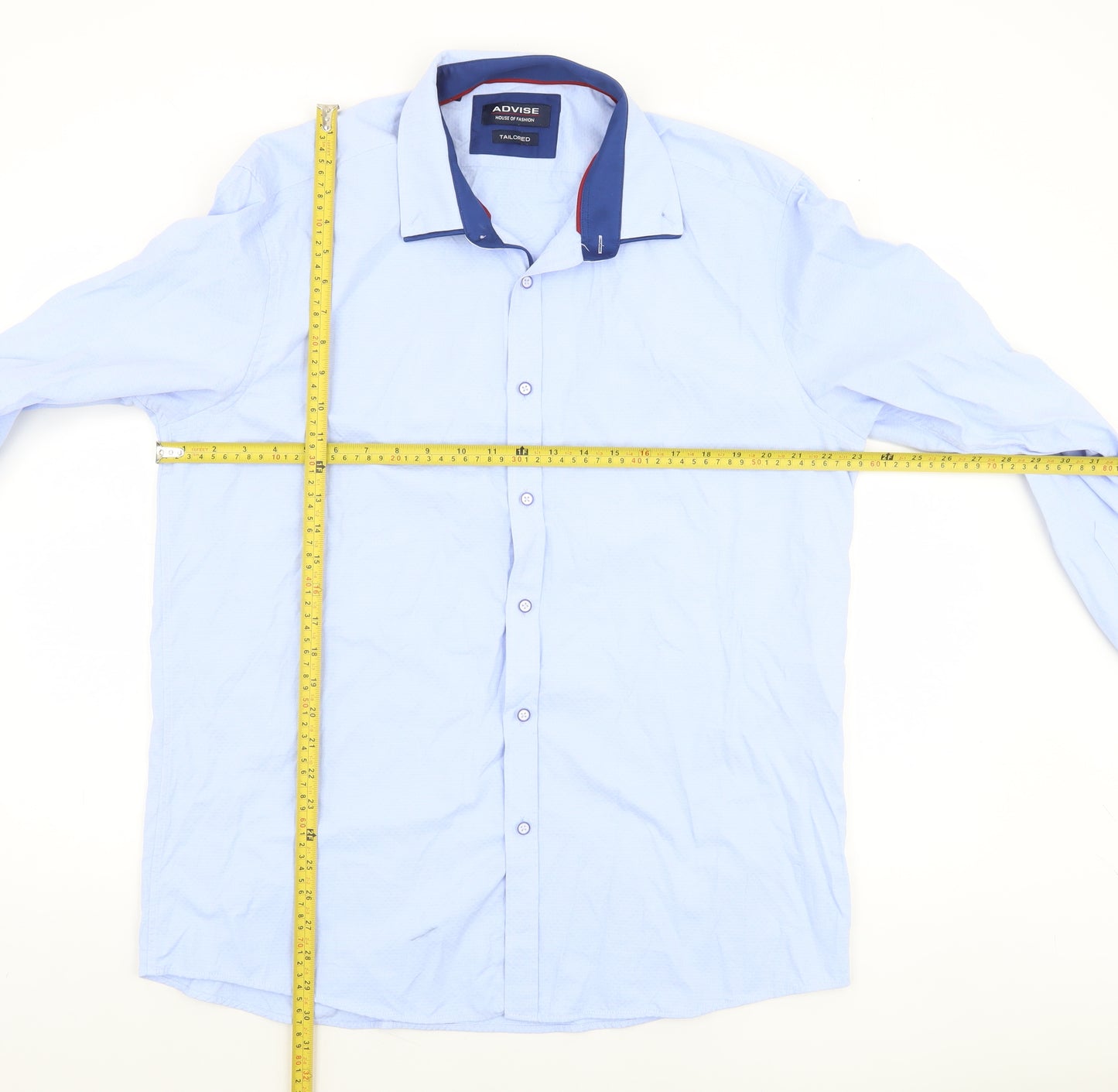 Advise Men’s Blue 2XL Tailored Long Sleeve Cotton Blend Button-Up Shirt