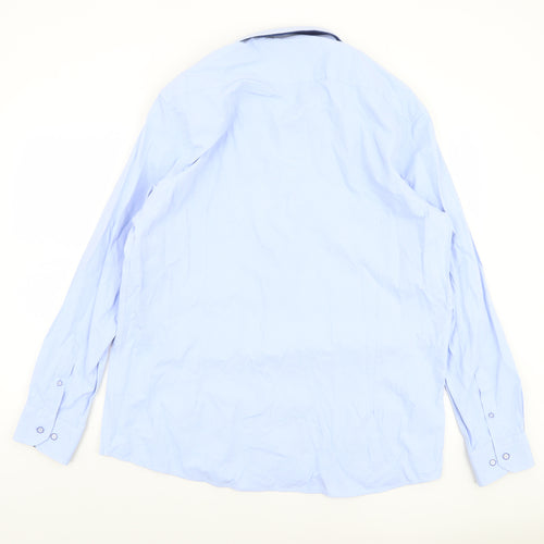 Advise Men’s Blue 2XL Tailored Long Sleeve Cotton Blend Button-Up Shirt