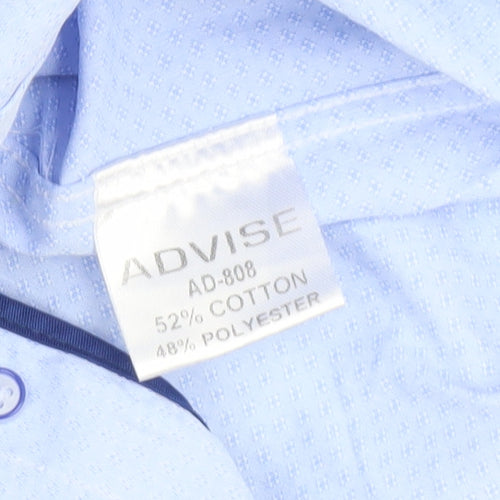 Advise Men’s Blue 2XL Tailored Long Sleeve Cotton Blend Button-Up Shirt