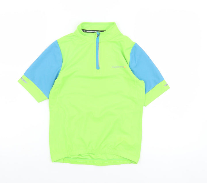 Muddyfox Boys Green Cycling Jersey Top 11-12 Years Lightweight 1/4 Zip