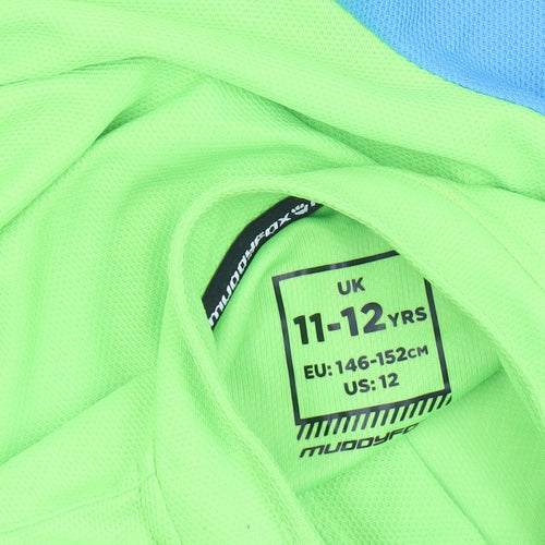 Muddyfox Boys Green Cycling Jersey Top 11-12 Years Lightweight 1/4 Zip