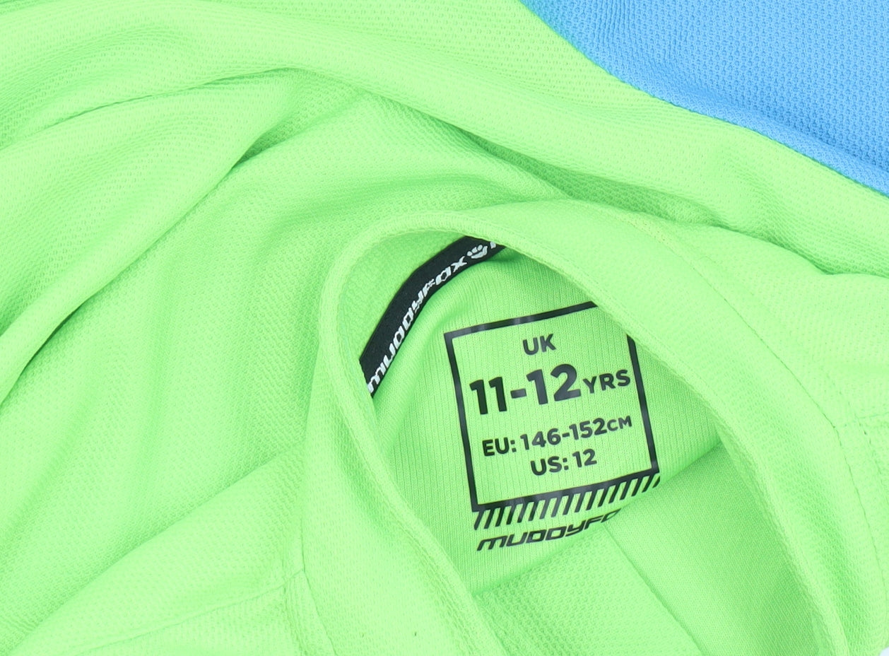 Muddyfox Boys Green Cycling Jersey Top 11-12 Years Lightweight 1/4 Zip