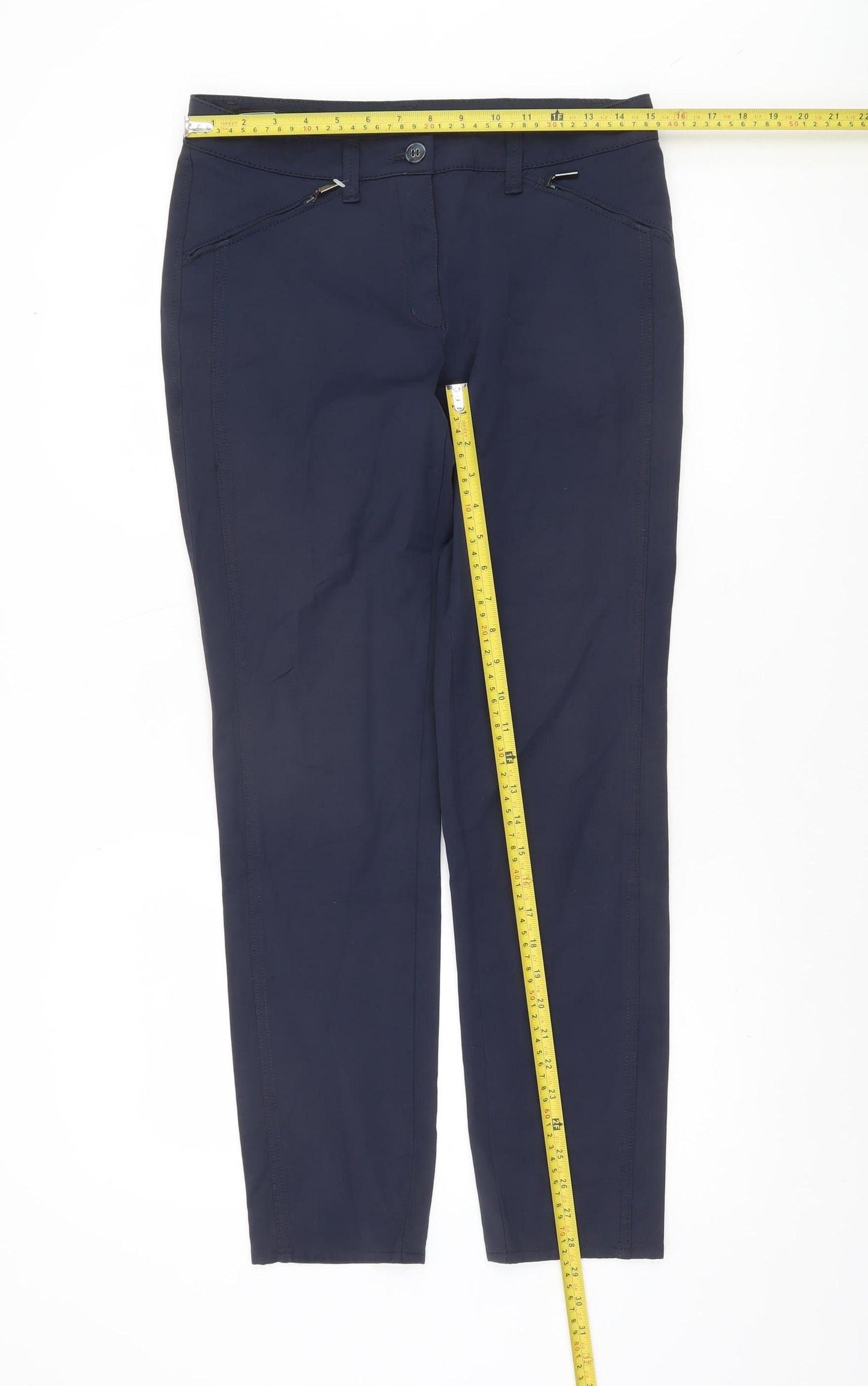 Bianca Women Blue Chino Trousers Size 10 Straight Stretch