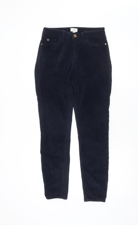 River Island Women Blue Corduroy Skinny Trousers Size 10