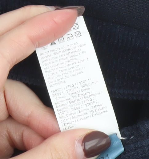 River Island Women Blue Corduroy Skinny Trousers Size 10