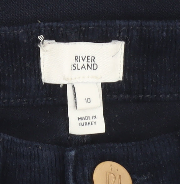 River Island Women Blue Corduroy Skinny Trousers Size 10