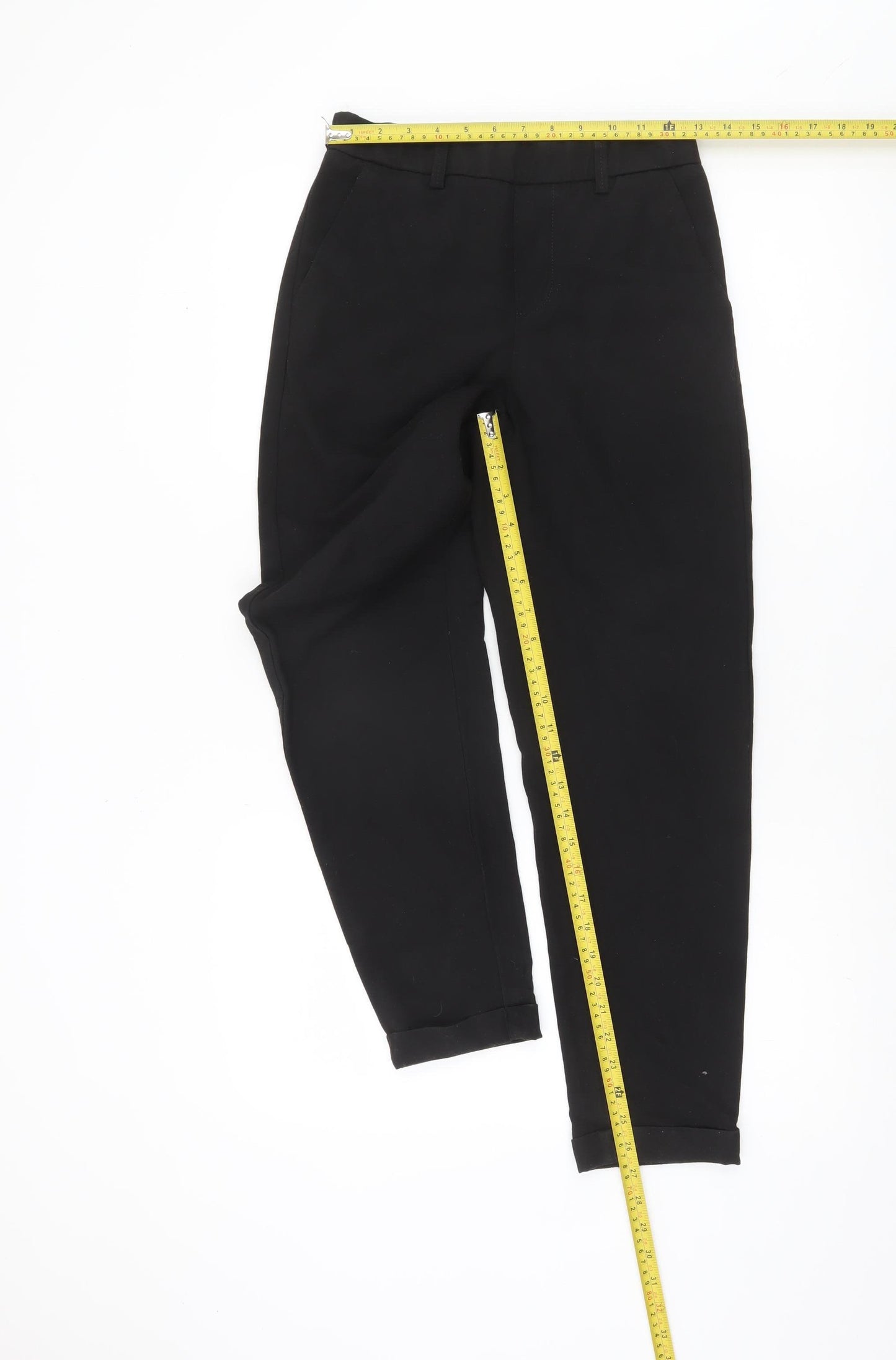 Savida Women's Black Cropped Tapered Trousers Size 8