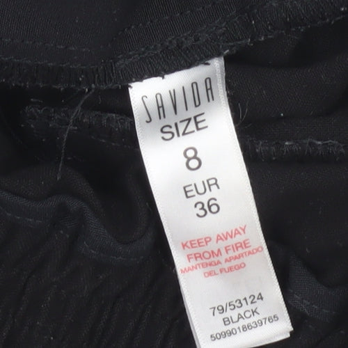 Savida Women's Black Cropped Tapered Trousers Size 8