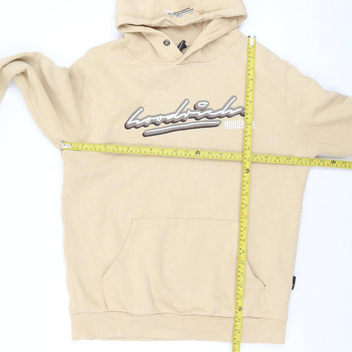Hoodrich Men’s Beige Pullover Hoodie Medium Fleece Logo Streetwear