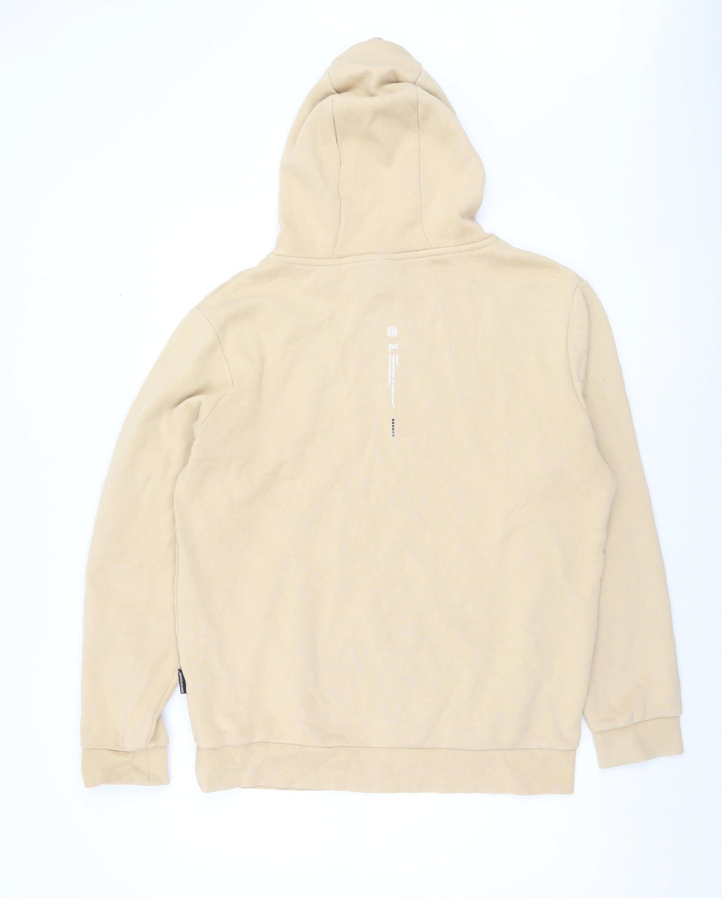 Hoodrich Men’s Beige Pullover Hoodie Medium Fleece Logo Streetwear