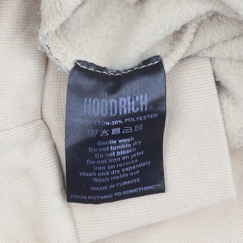 Hoodrich Men’s Beige Pullover Hoodie Medium Fleece Logo Streetwear