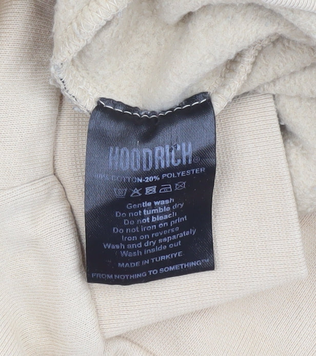 Hoodrich Men’s Beige Pullover Hoodie Medium Fleece Logo Streetwear