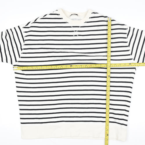 Tu Woman Black & White Striped Pullover Sweatshirt Size M