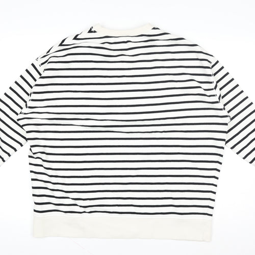 Tu Woman Black & White Striped Pullover Sweatshirt Size M