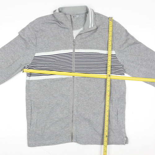 Tu Men Grey Striped Full Zip Cotton Blend Jacket Size M