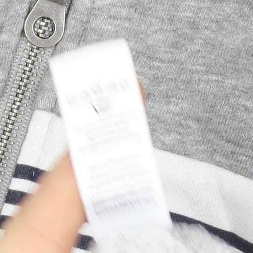 Tu Men Grey Striped Full Zip Cotton Blend Jacket Size M