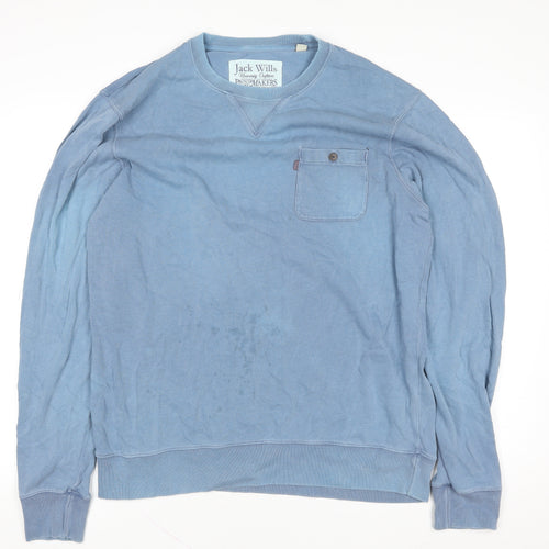 Jack Wills Men's Blue XL Pullover Cotton Sweatshirt Crew Neck